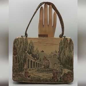 Vintage Handbag by La Marquise Fine ItalianTapestry Purse 2 Inside Pockets